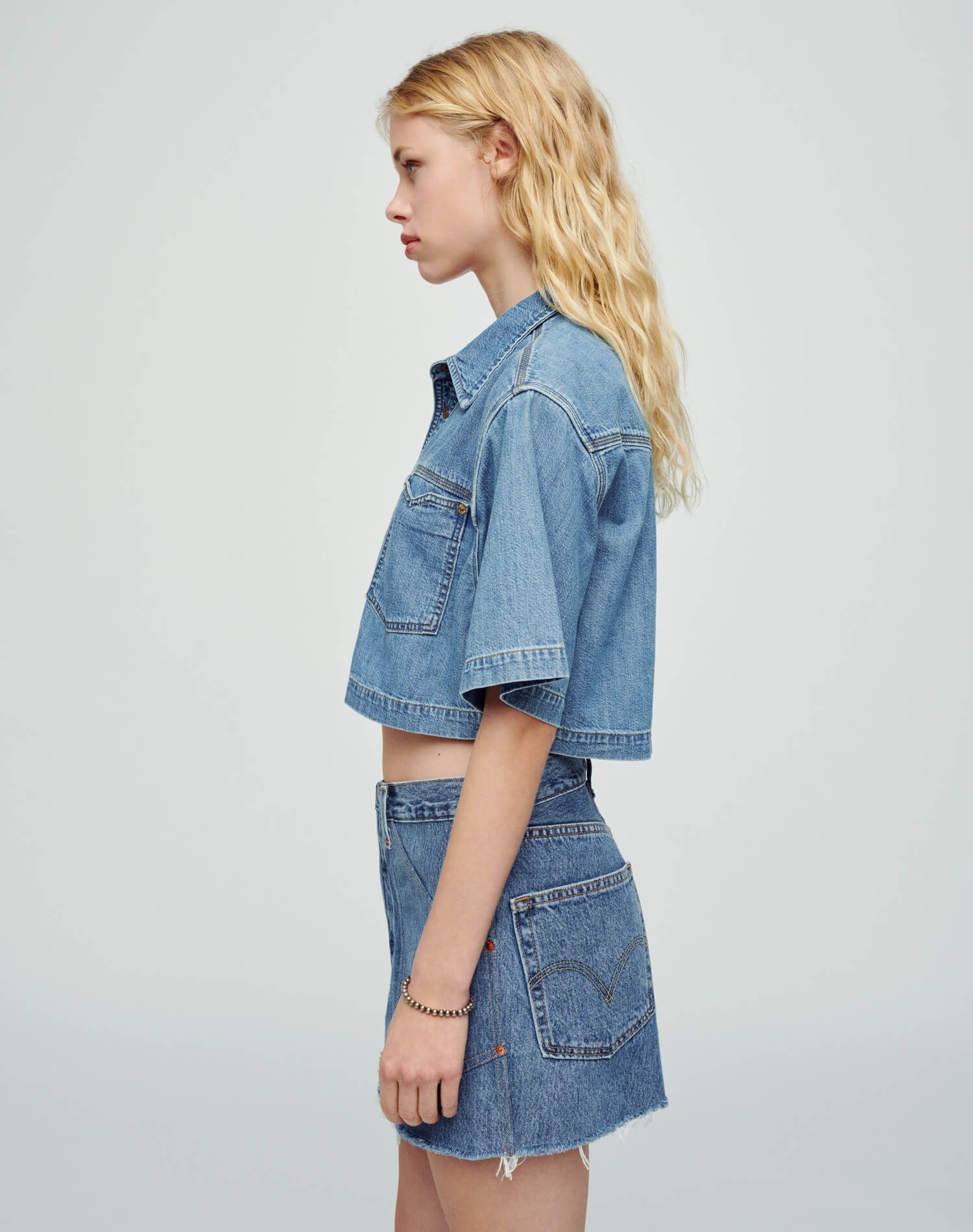 Oversized Crop Shirt - Stoned Ciel sold by Re/Done product image thumbnail 4