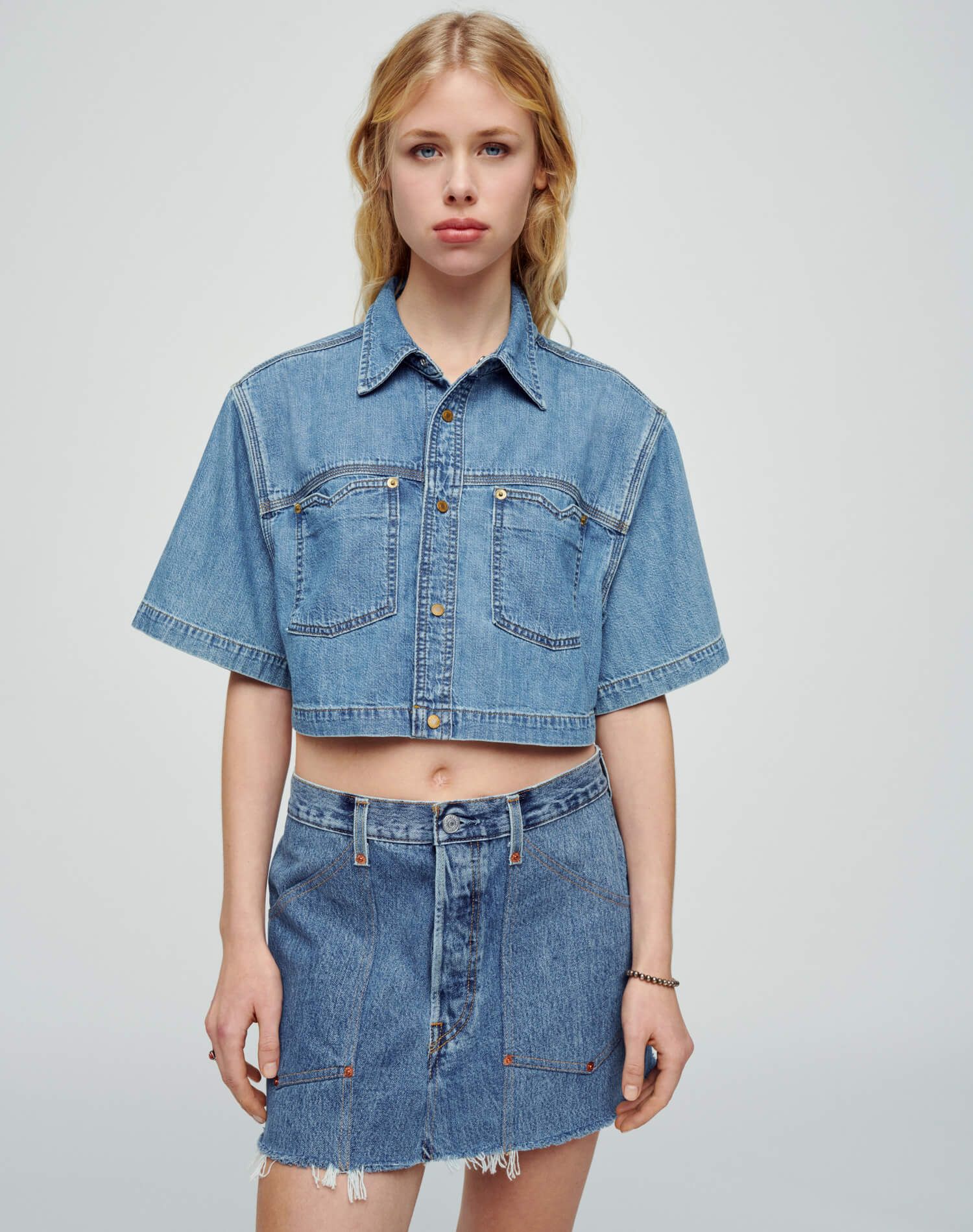 Oversized Crop Shirt - Stoned Ciel sold by Re/Done