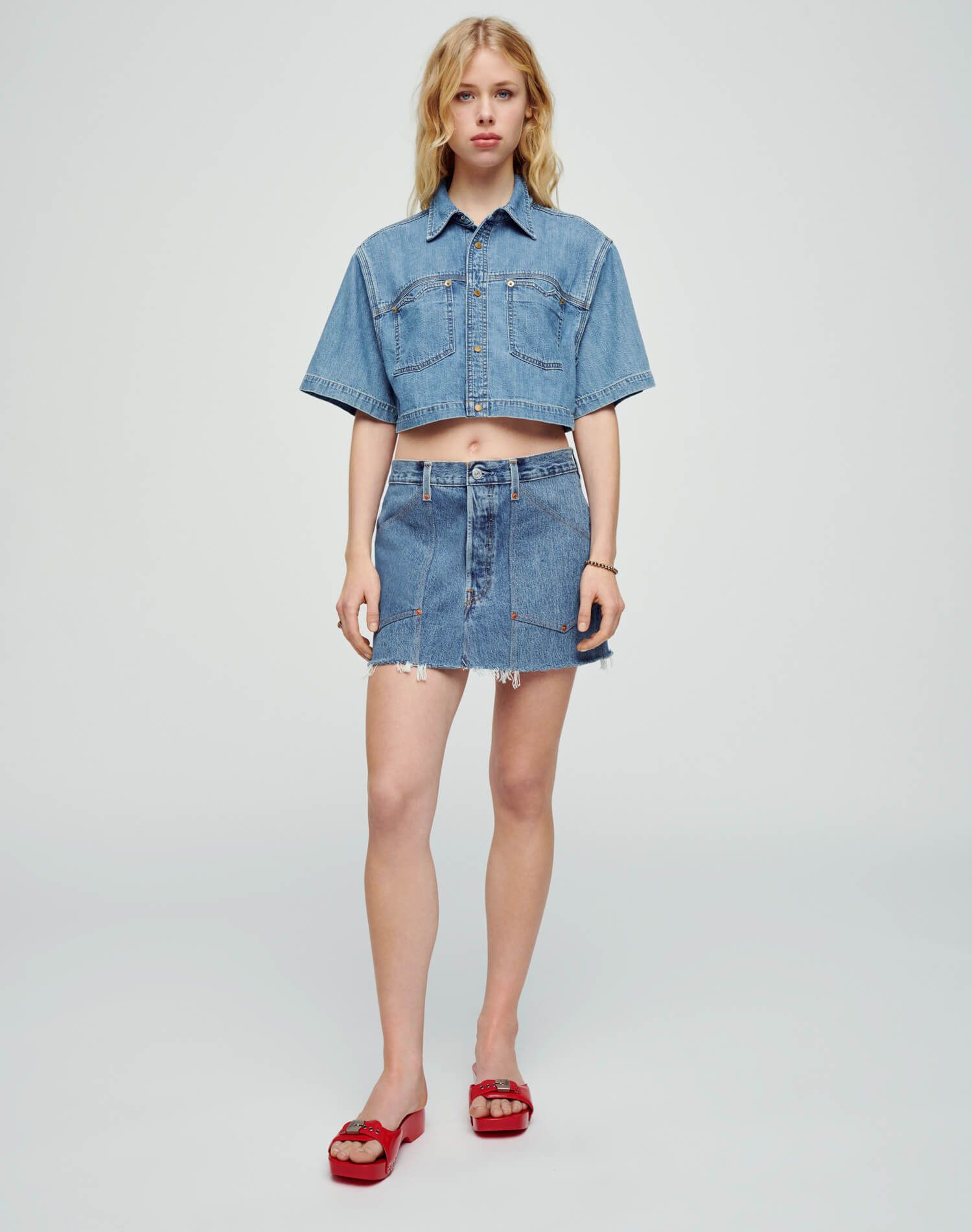 Oversized Crop Shirt - Stoned Ciel sold by Re/Done product image thumbnail 2