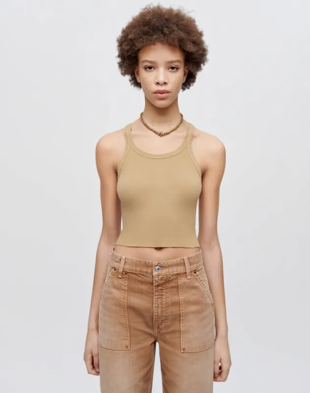Hanes Cropped Ribbed Tank - Sand sold by Re/Done