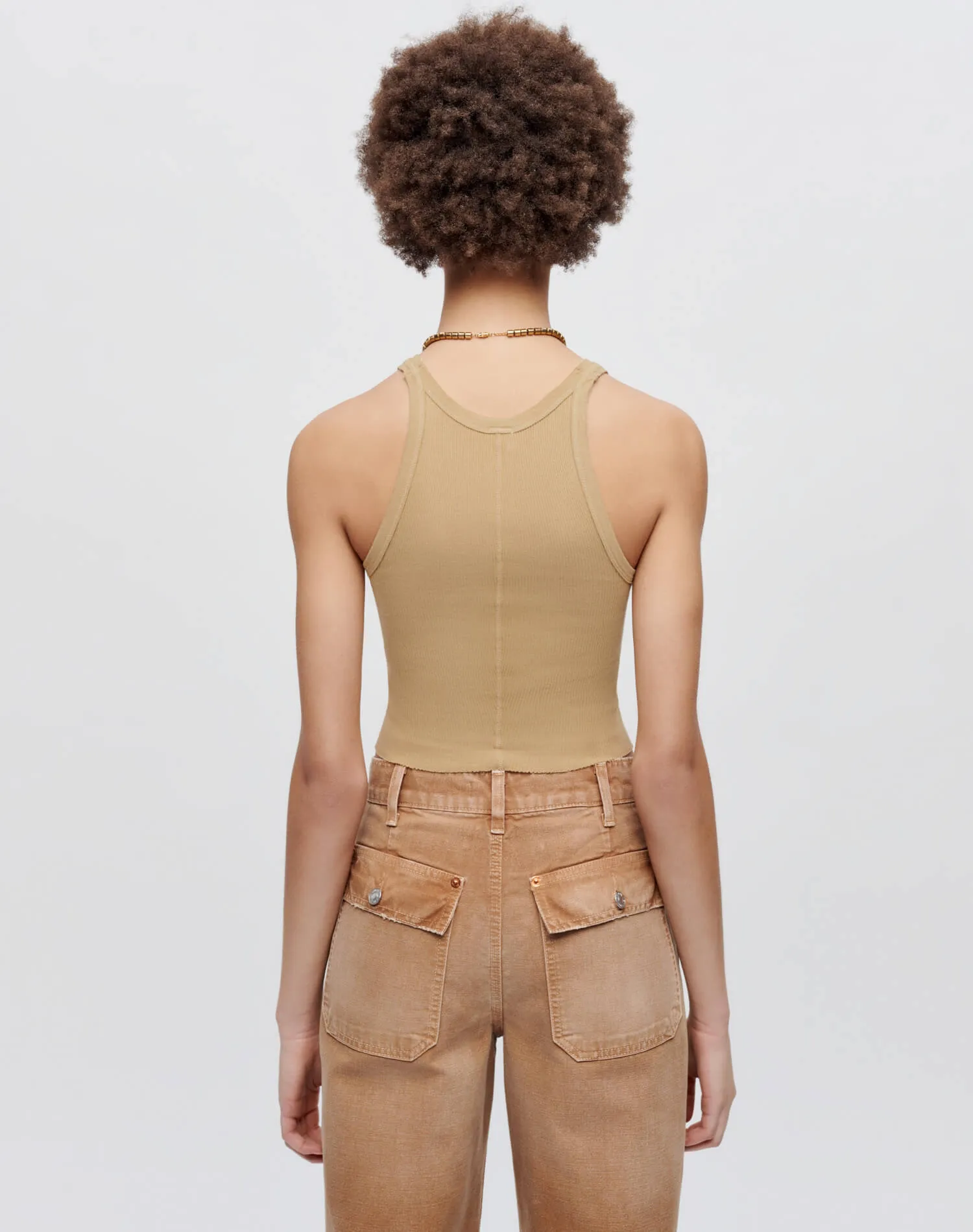 Hanes Cropped Ribbed Tank - Sand sold by Re/Done product image thumbnail 4