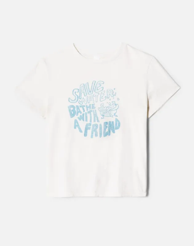 Classic "Save Water" Tee - Vintage White sold by Re/Done