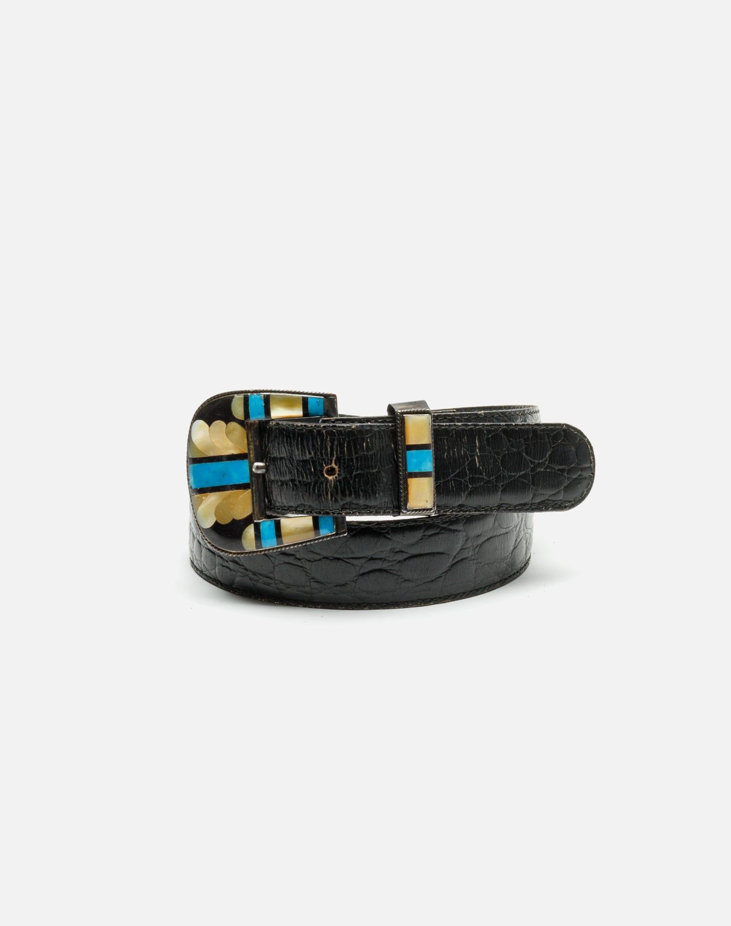 80s Embossed Leather Sterling Inlaid Belt sold by Re/Done product image thumbnail 5