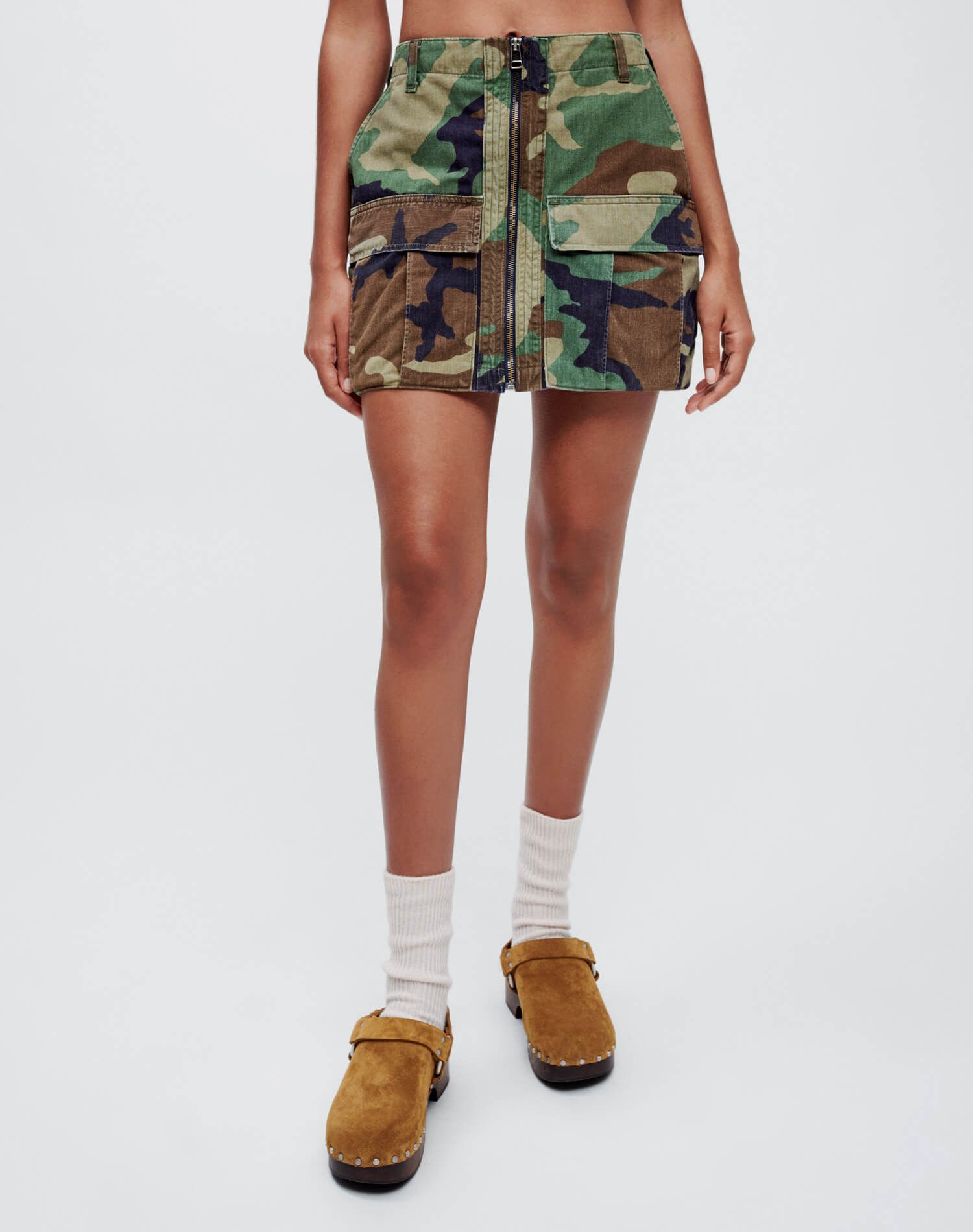 Upcycled Cargo Skirt - Olive Camo sold by Re/Done product image thumbnail 3