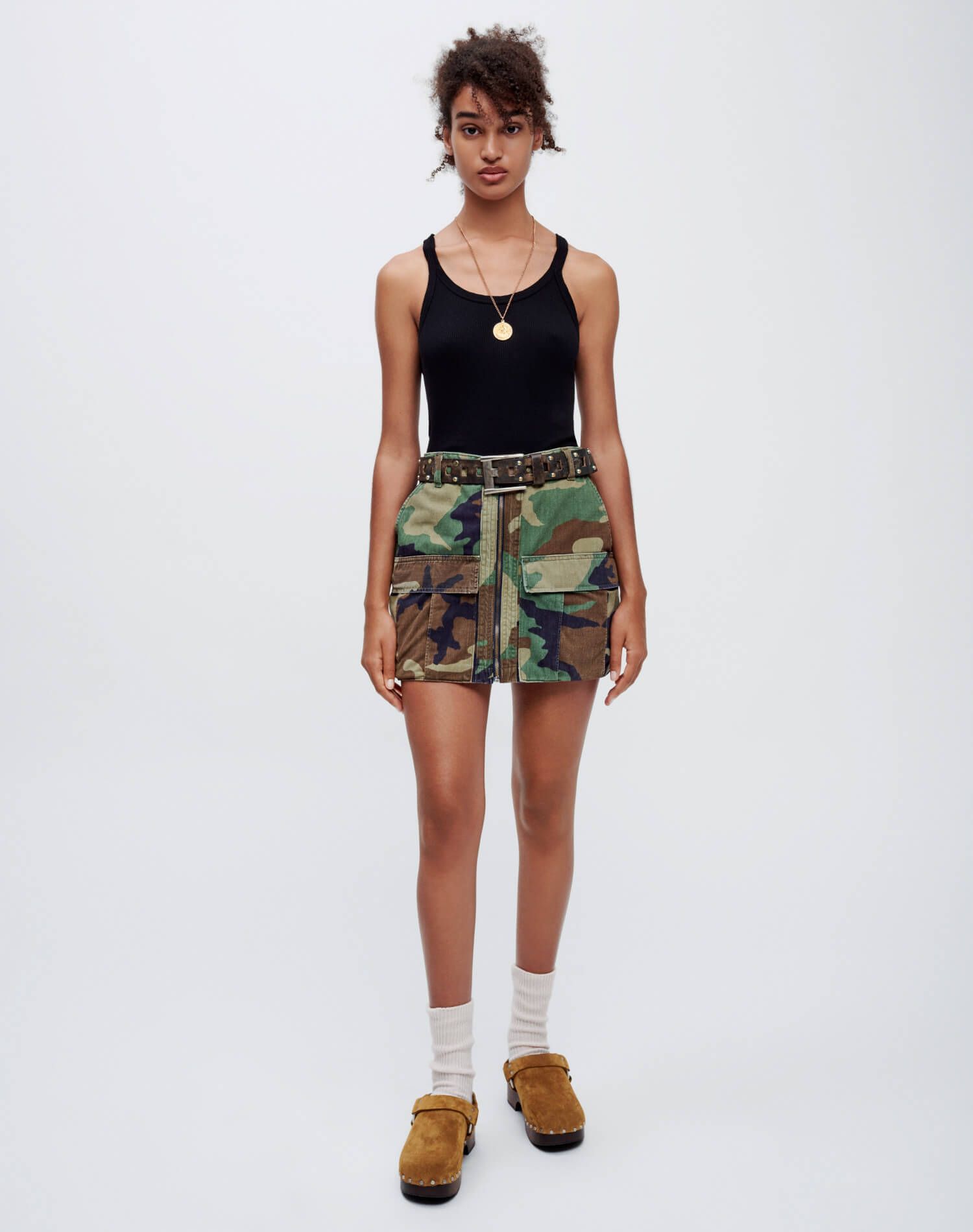 Upcycled Cargo Skirt - Olive Camo sold by Re/Done product image thumbnail 4