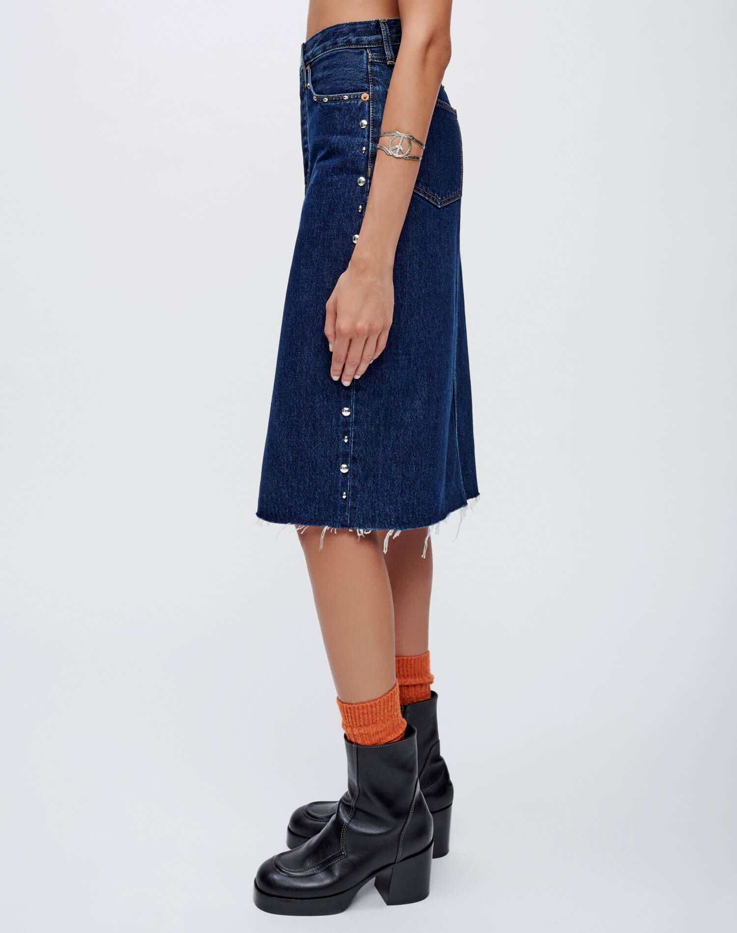 Midi Denim Skirt - Heritage Rinse Stud sold by Re/Done product image thumbnail 5
