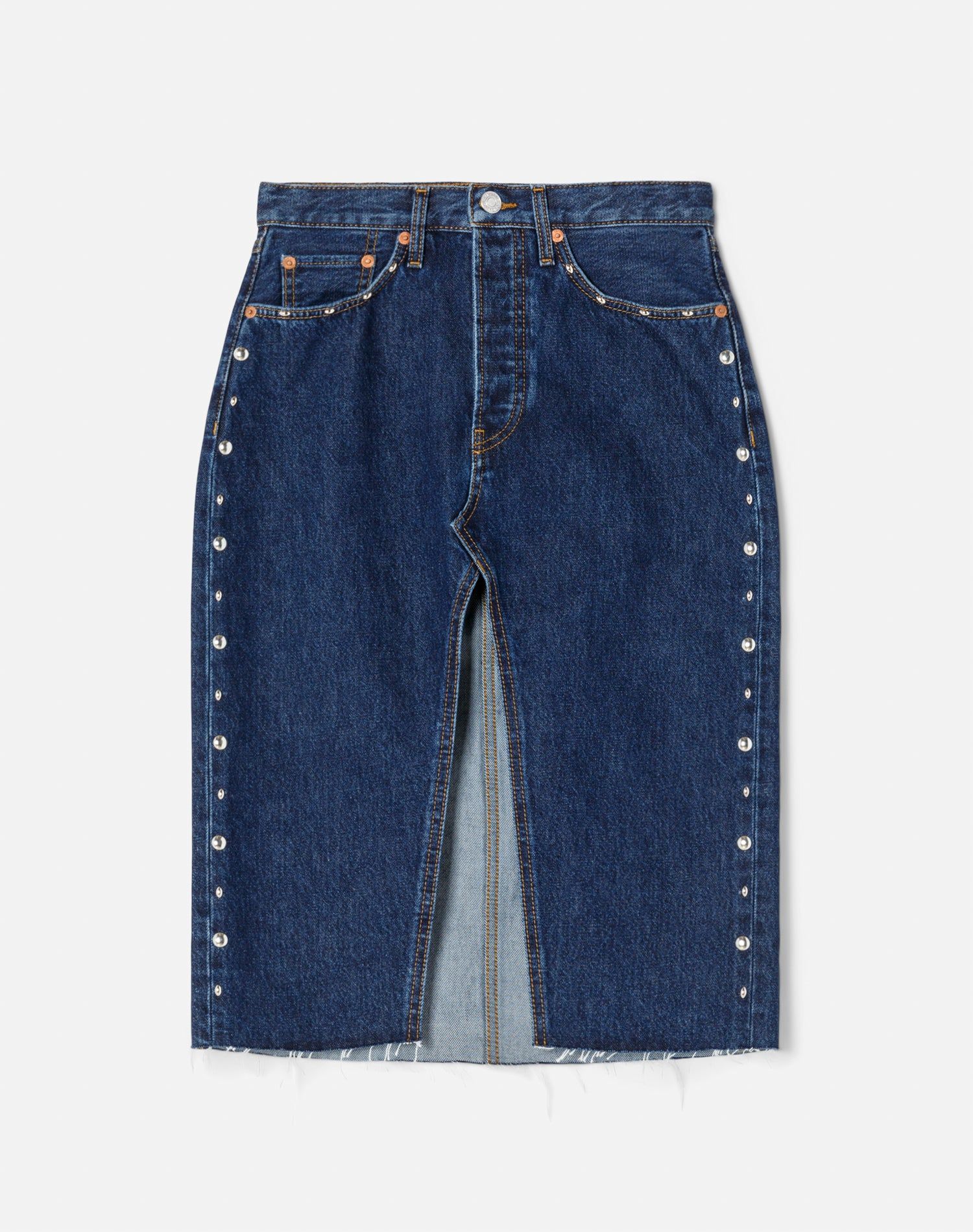 Midi Denim Skirt - Heritage Rinse Stud sold by Re/Done