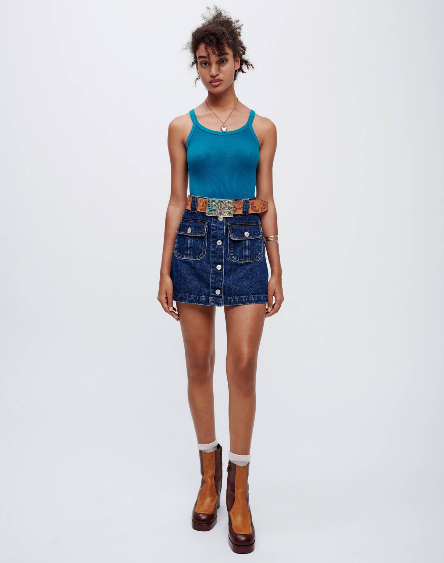 Ribbed Tank - Teal sold by Re/Done product image thumbnail 4