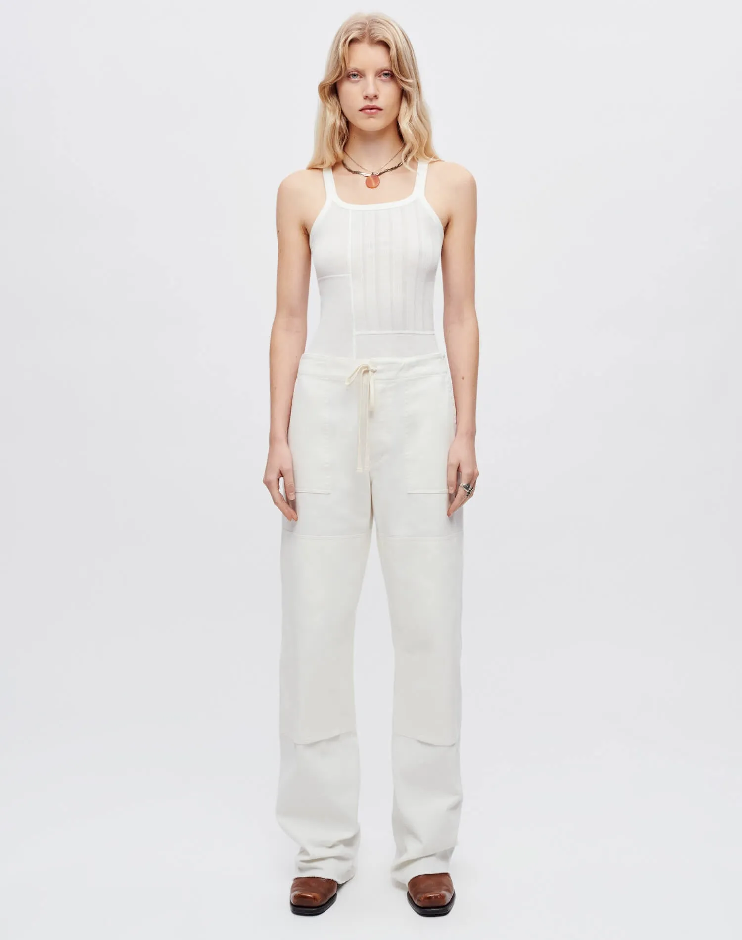 Mixed Media Ribbed Tank - White Multi sold by Re/Done product image thumbnail 2