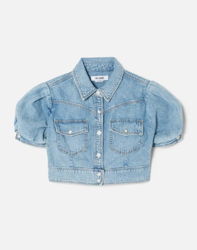 Midriff Denim Top - Blue Mist sold by Re/Done