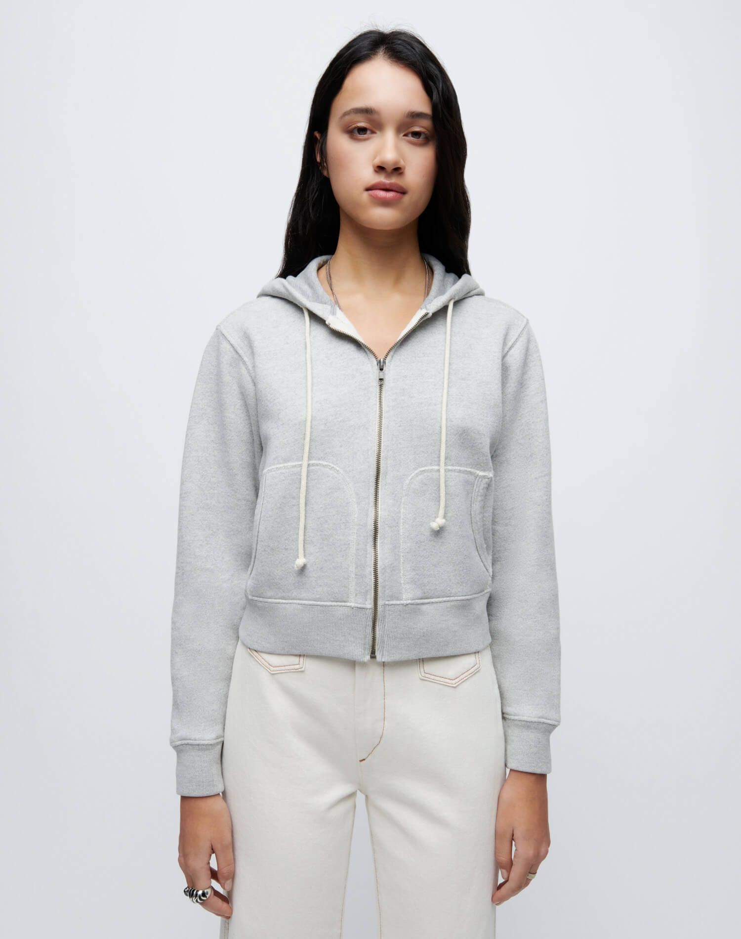 90s Zip Up Hoodie - Heather Grey sold by Re/Done product image thumbnail 2