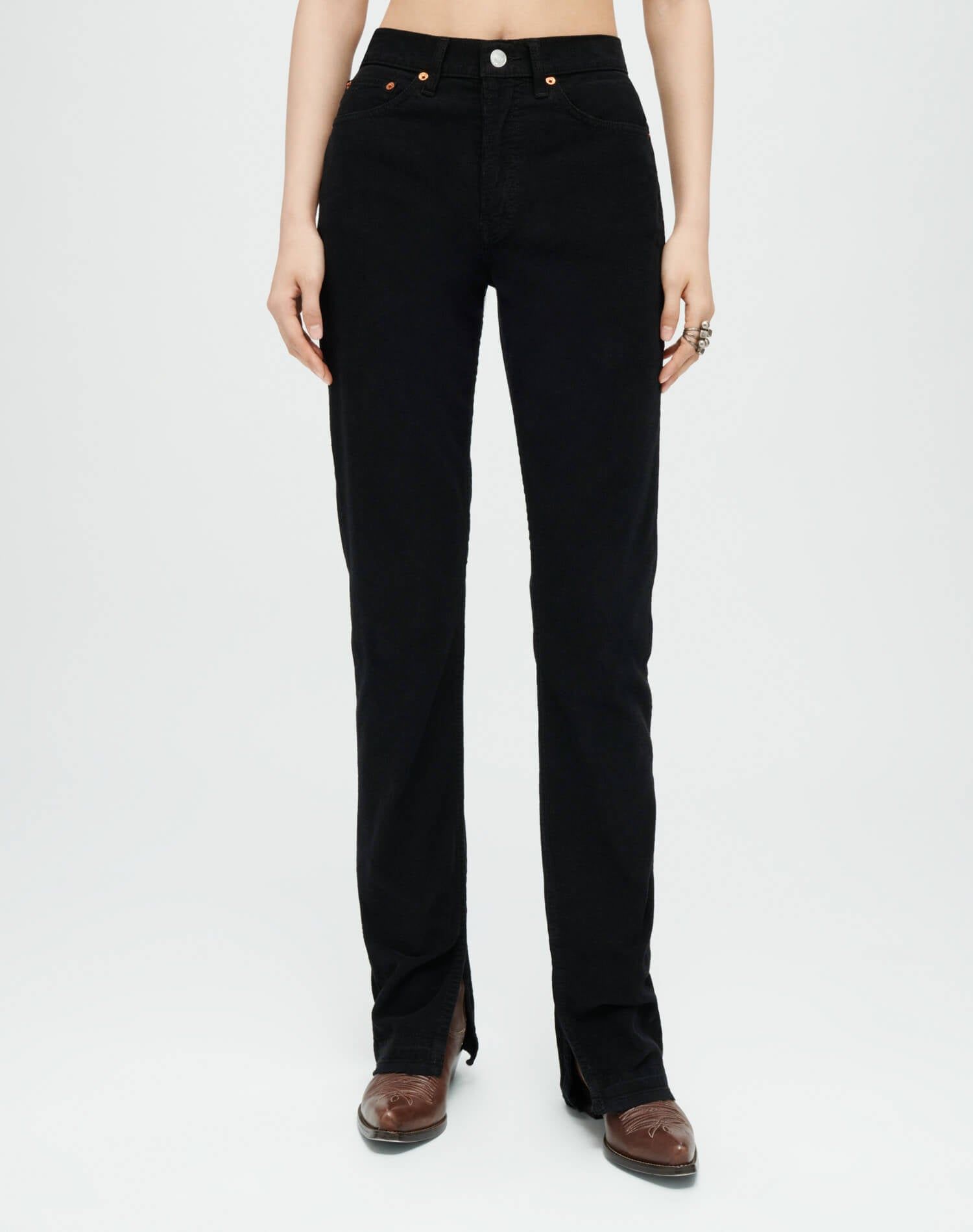 Corduroy High Rise Skinny Boot - Black Corduroy sold by Re/Done product image thumbnail 2