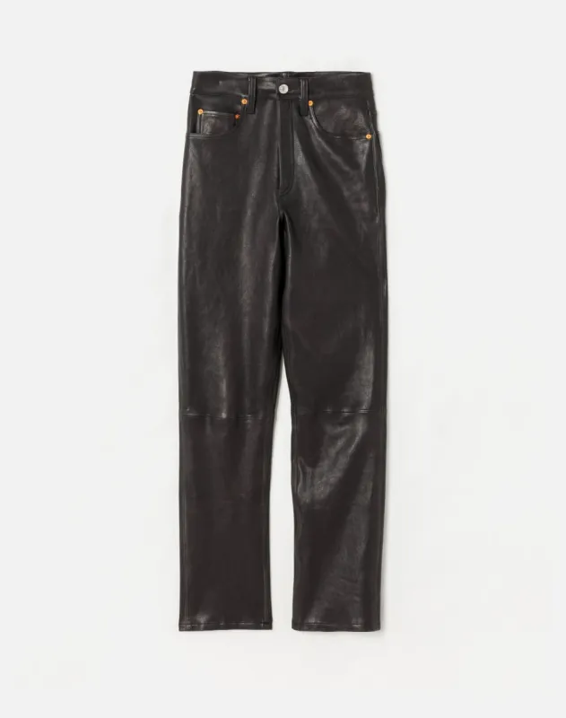 70s Stretch Straight - Black Leather made by Re/Done