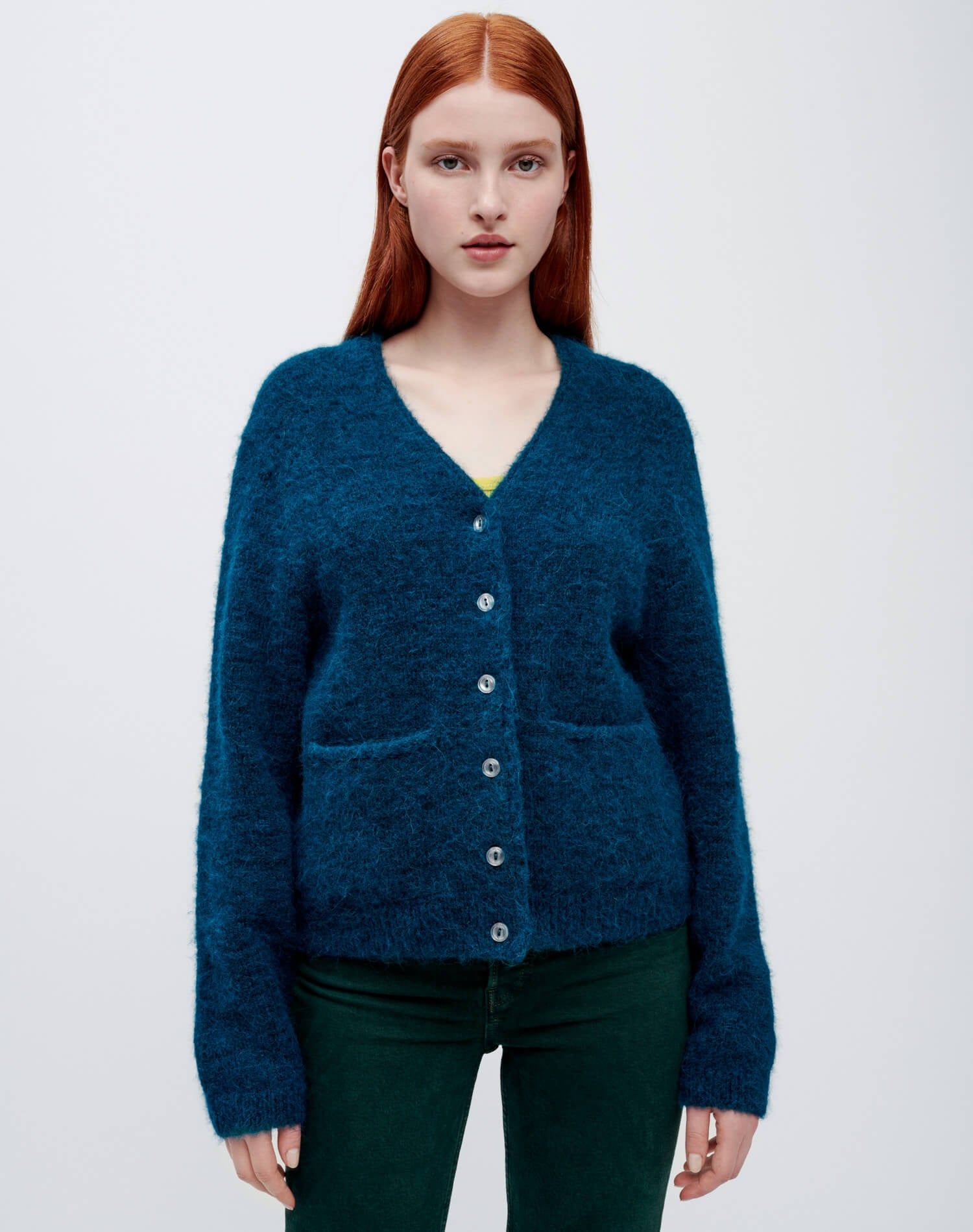 60s V Neck Cardigan - Teal sold by Re/Done