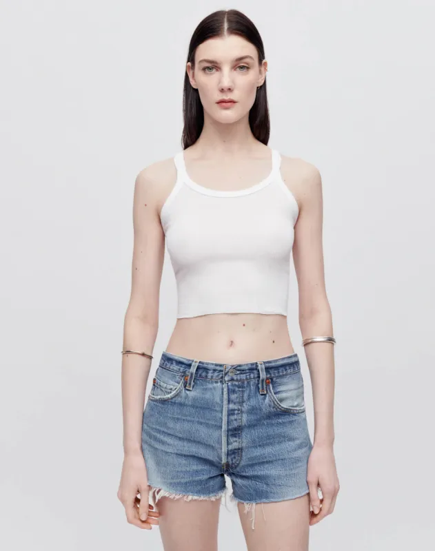Hanes Cropped Ribbed Tank - Optic White sold by Re/Done