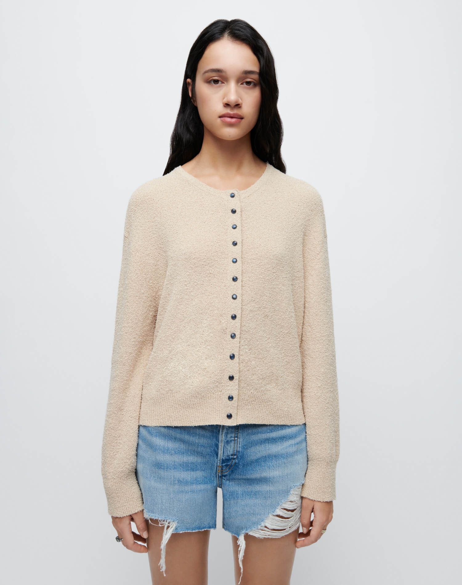 90s Snap Front Cardigan - Light Beige sold by Re/Done