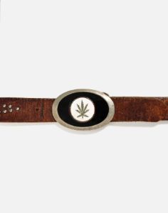 70s Marijuana Buckle on studded belt -#13 sold by Re/Done