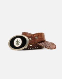 70s Marijuana Buckle on studded belt -#13 sold by Re/Done