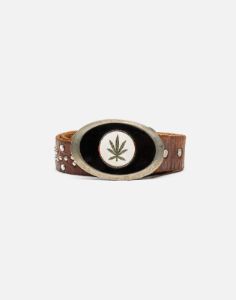 70s Marijuana Buckle on studded belt -#13 sold by Re/Done