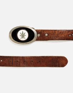 70s Marijuana Buckle on studded belt -#13 sold by Re/Done