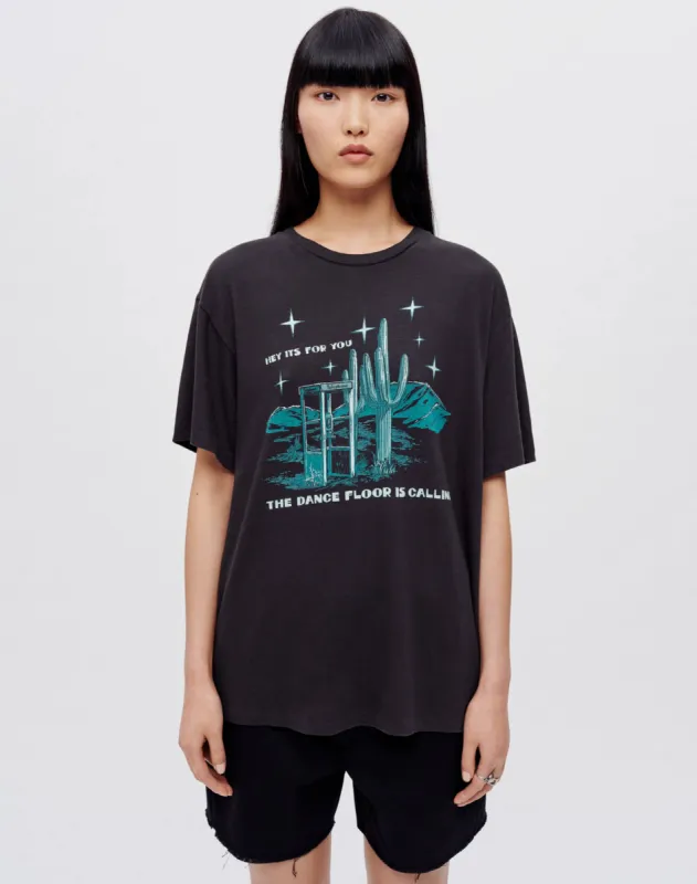 90s Easy "Dancefloor Calling" Tee - Washed Black sold by Re/Done