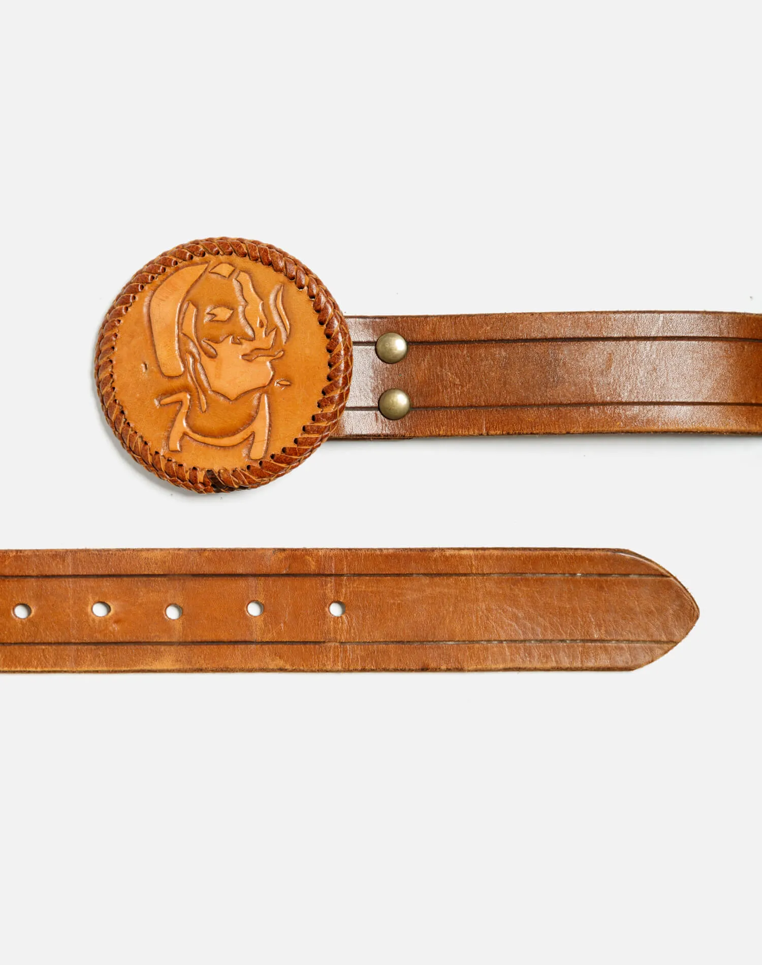 70s Zig Zag Leather Buckle on Embossed Belt sold by Re/Done product image thumbnail 2