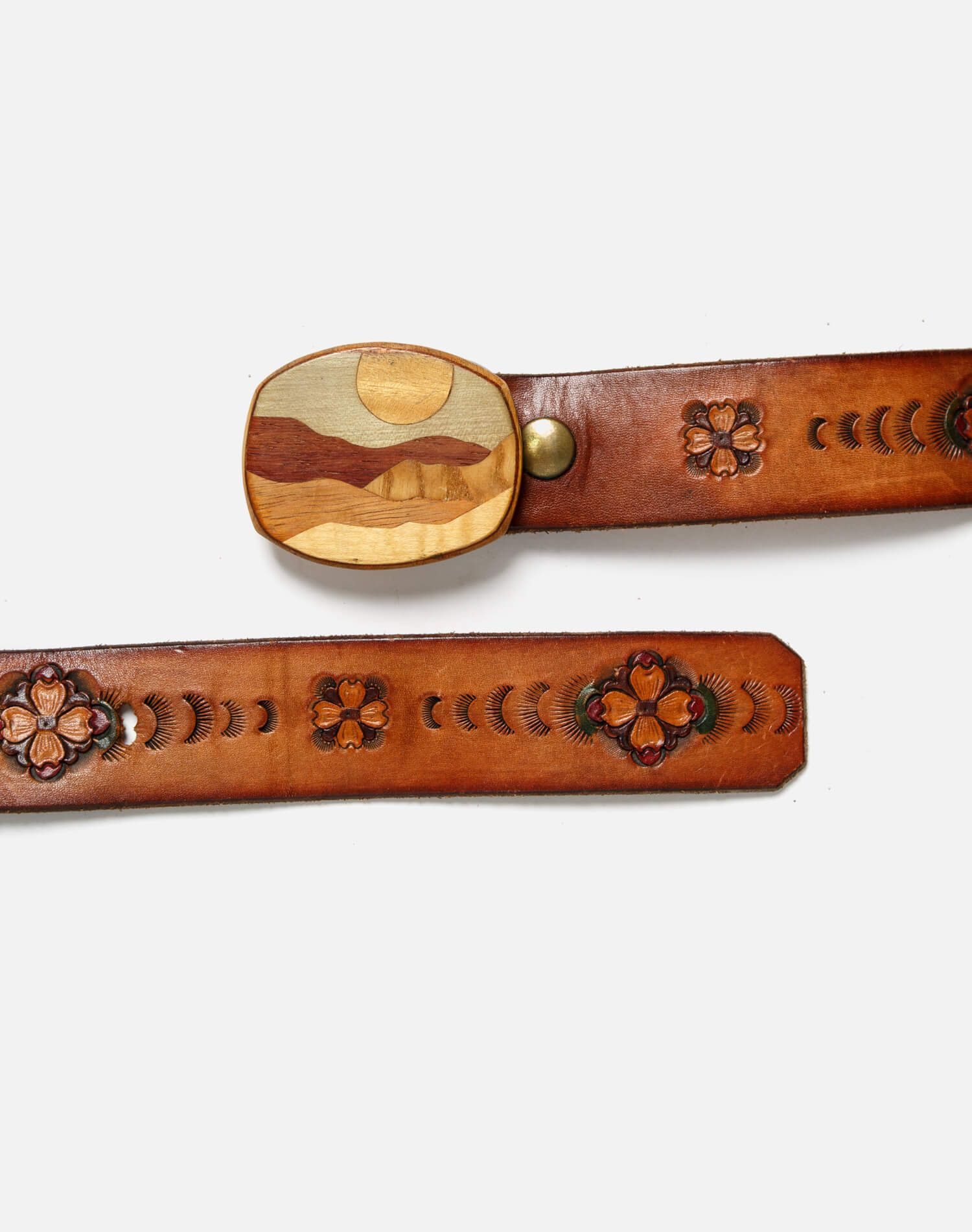 70s Wood Landscape Buckle on Embossed Belt sold by Re/Done product image thumbnail 2