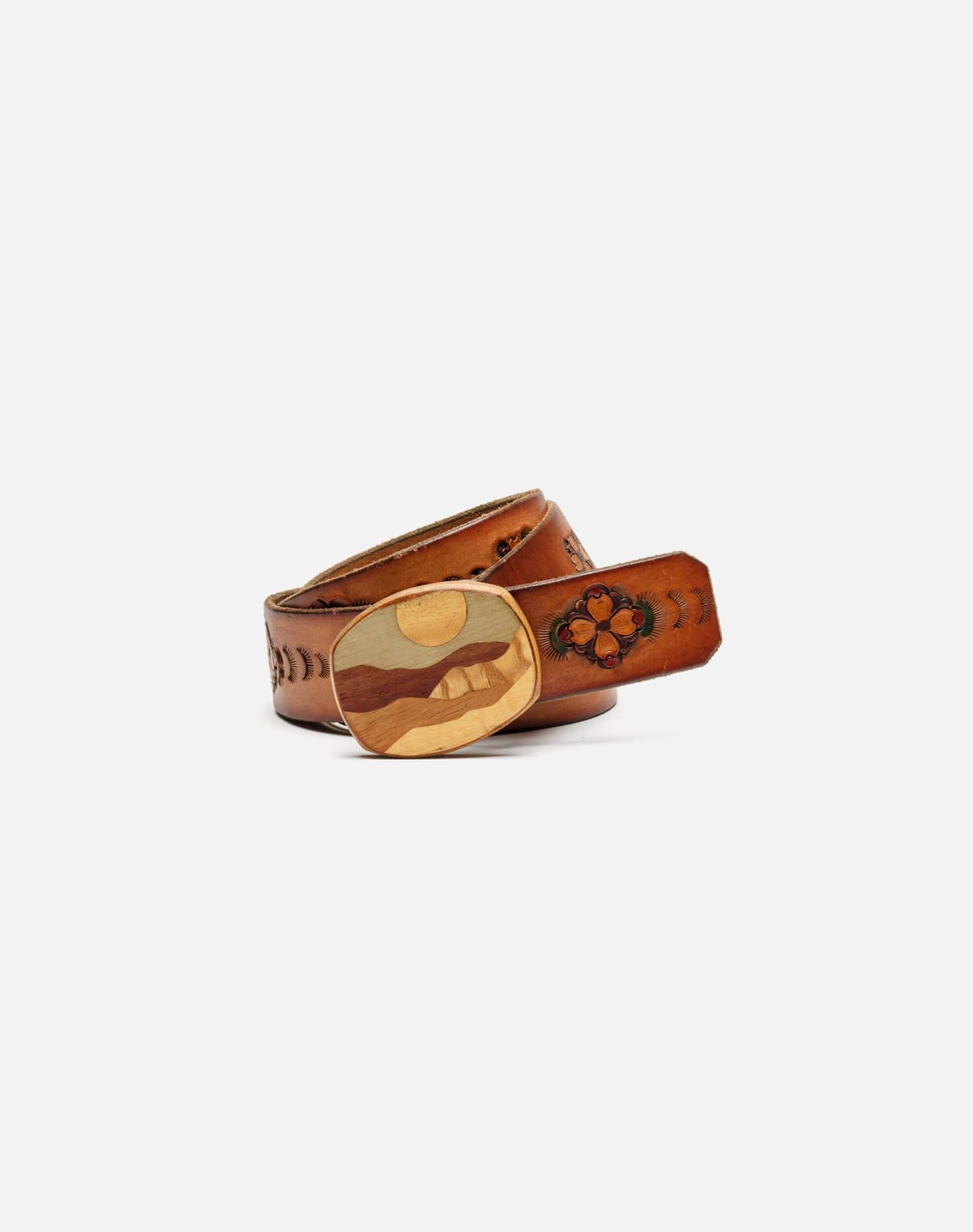 70s Wood Landscape Buckle on Embossed Belt sold by Re/Done product image thumbnail 5