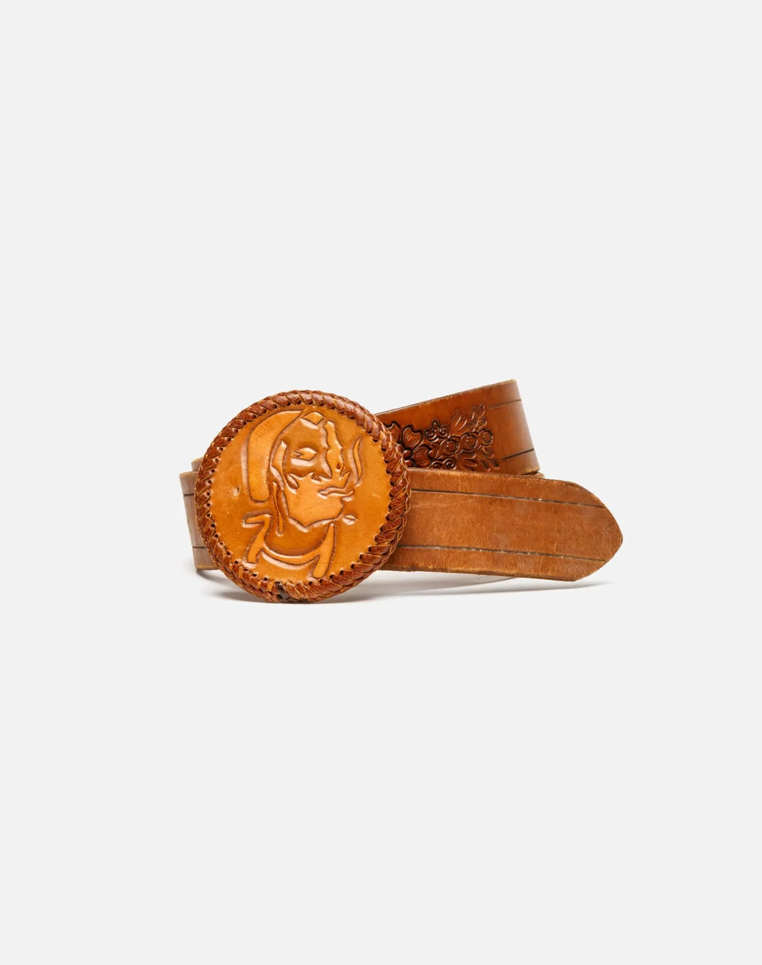 70s Zig Zag Leather Buckle on Embossed Belt sold by Re/Done product image thumbnail 5