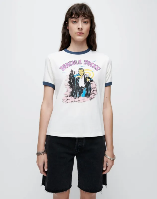 Ringer "Dracula Sucks" Tee - Vintage Ivory with Midnight made by Re/Done
