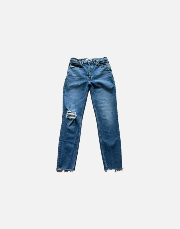 Comfort Stretch High Rise Ankle Crop - Vintage Indigo Destroy sold by Re/Done