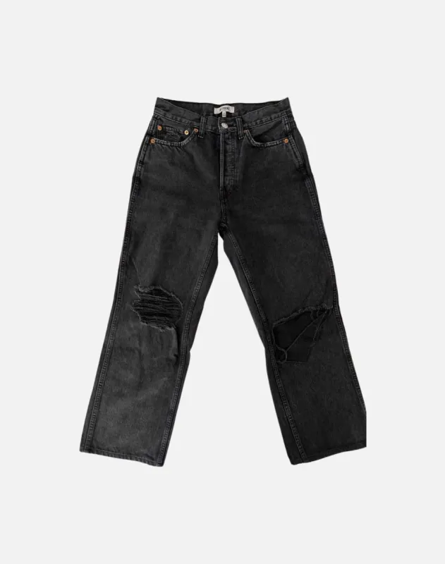 High Rise Loose - Washed Black with Rips sold by Re/Done