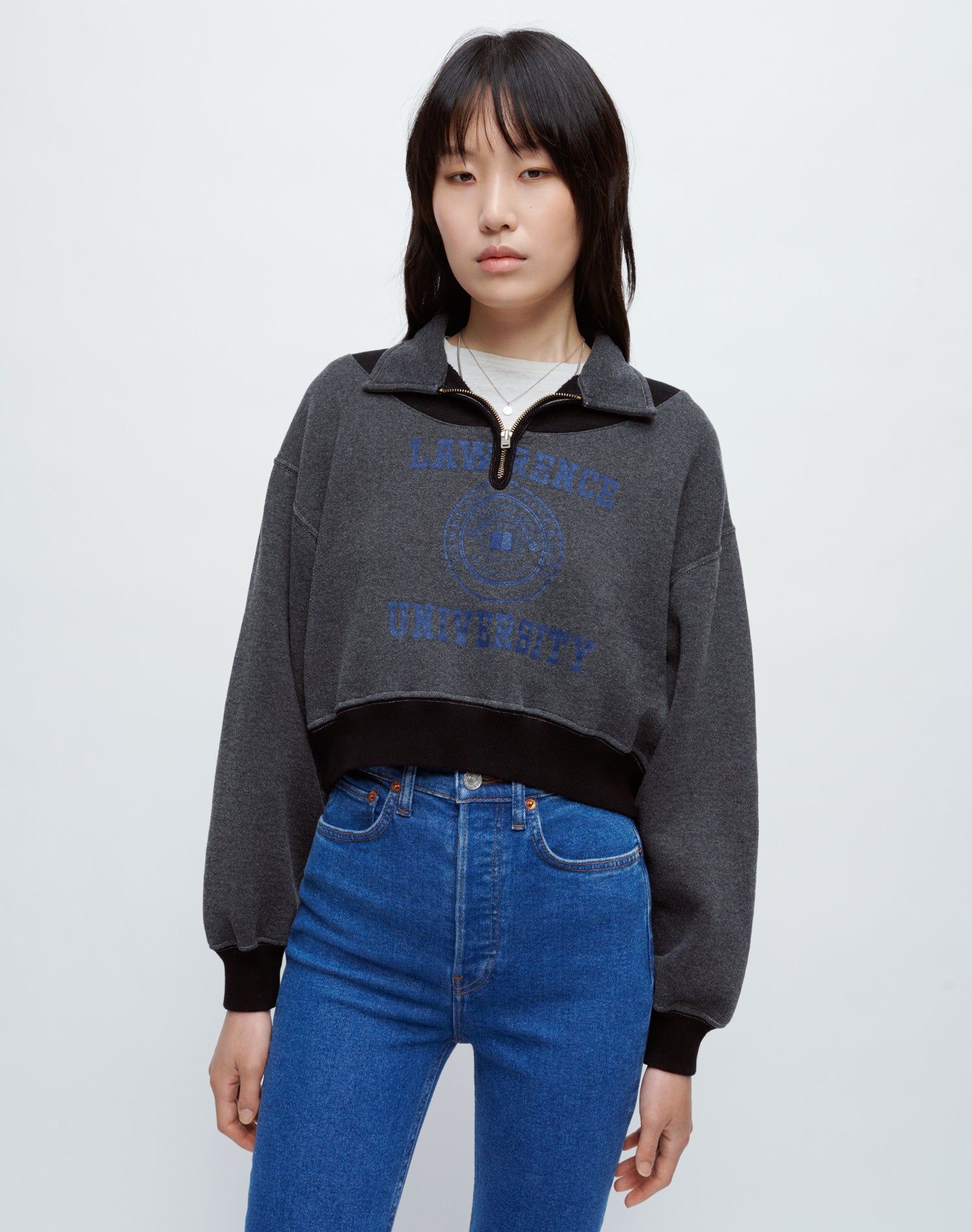 90s Upcycled Crop Half Zip - Assorted Black sold by Re/Done product image thumbnail 2