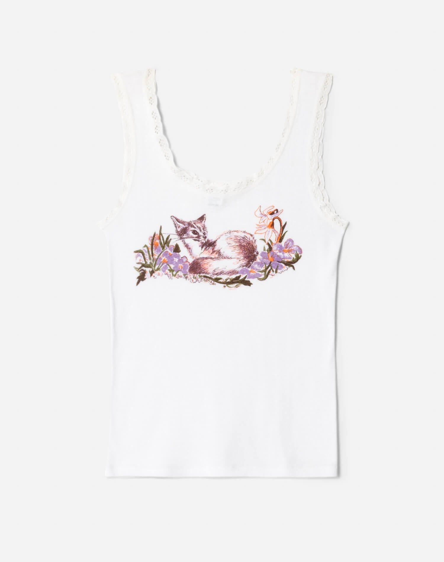 80s Lace Trim Fox Baby Tank sold by Re/Done