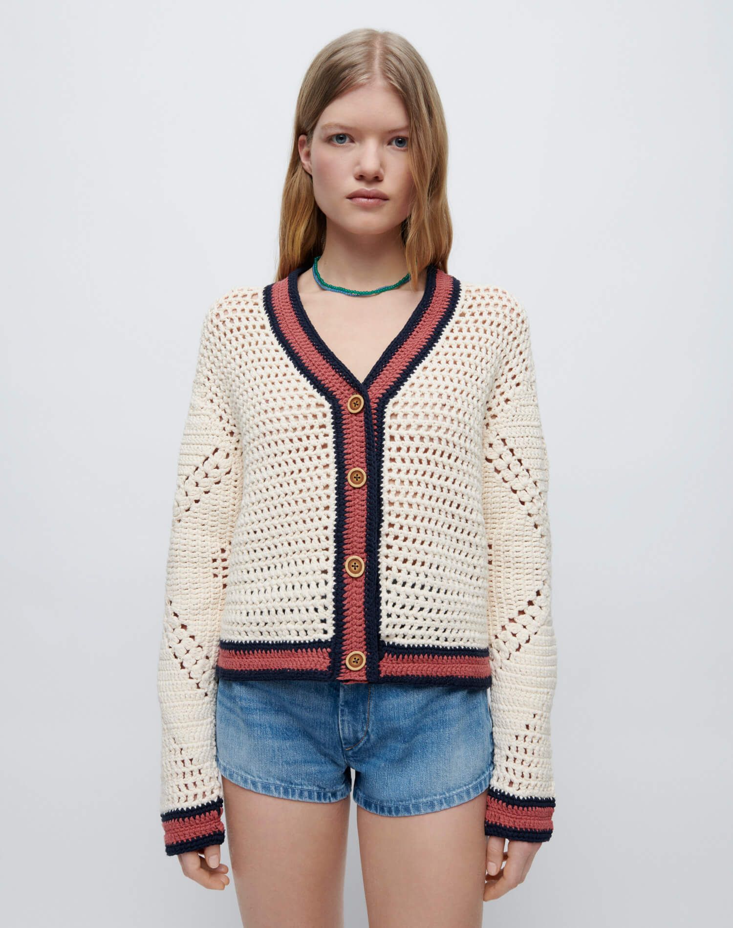 50s V Neck Cardigan - Linen Multi sold by Re/Done product image thumbnail 2