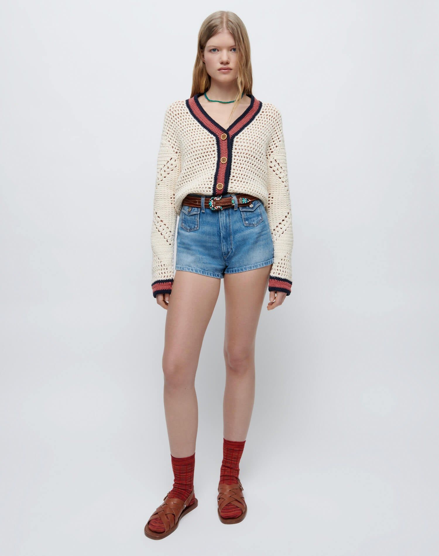 50s V Neck Cardigan - Linen Multi sold by Re/Done product image thumbnail 3