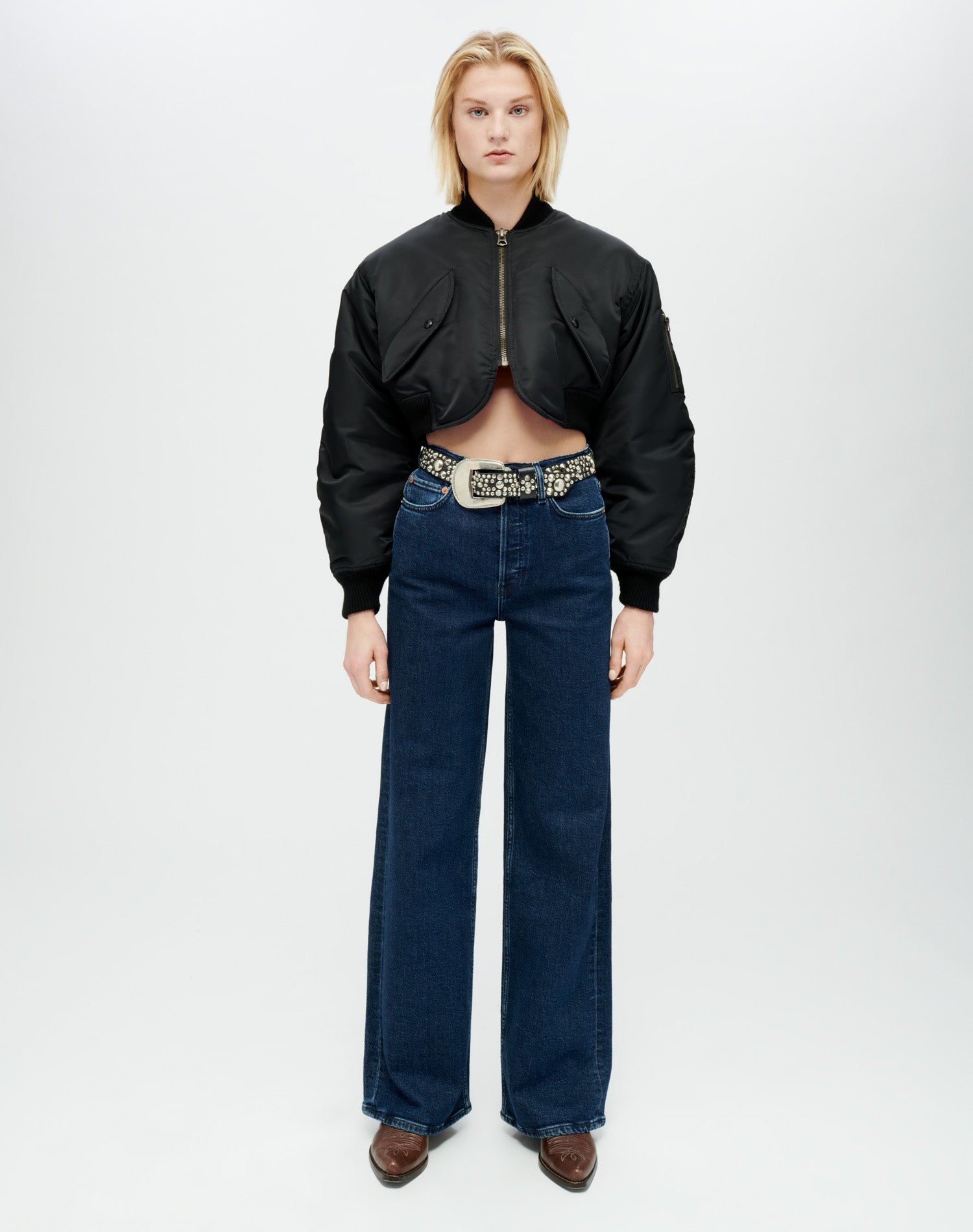 Cropped Bomber Jacket - Black sold by Re/Done