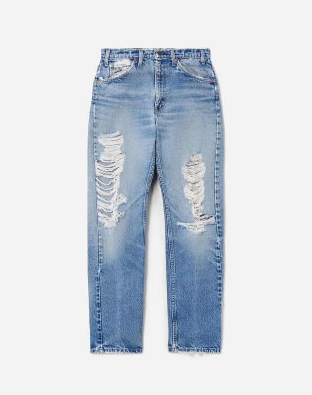 80s Thrashed Orange Tab Levi's 505 -#21 made by Re/Done