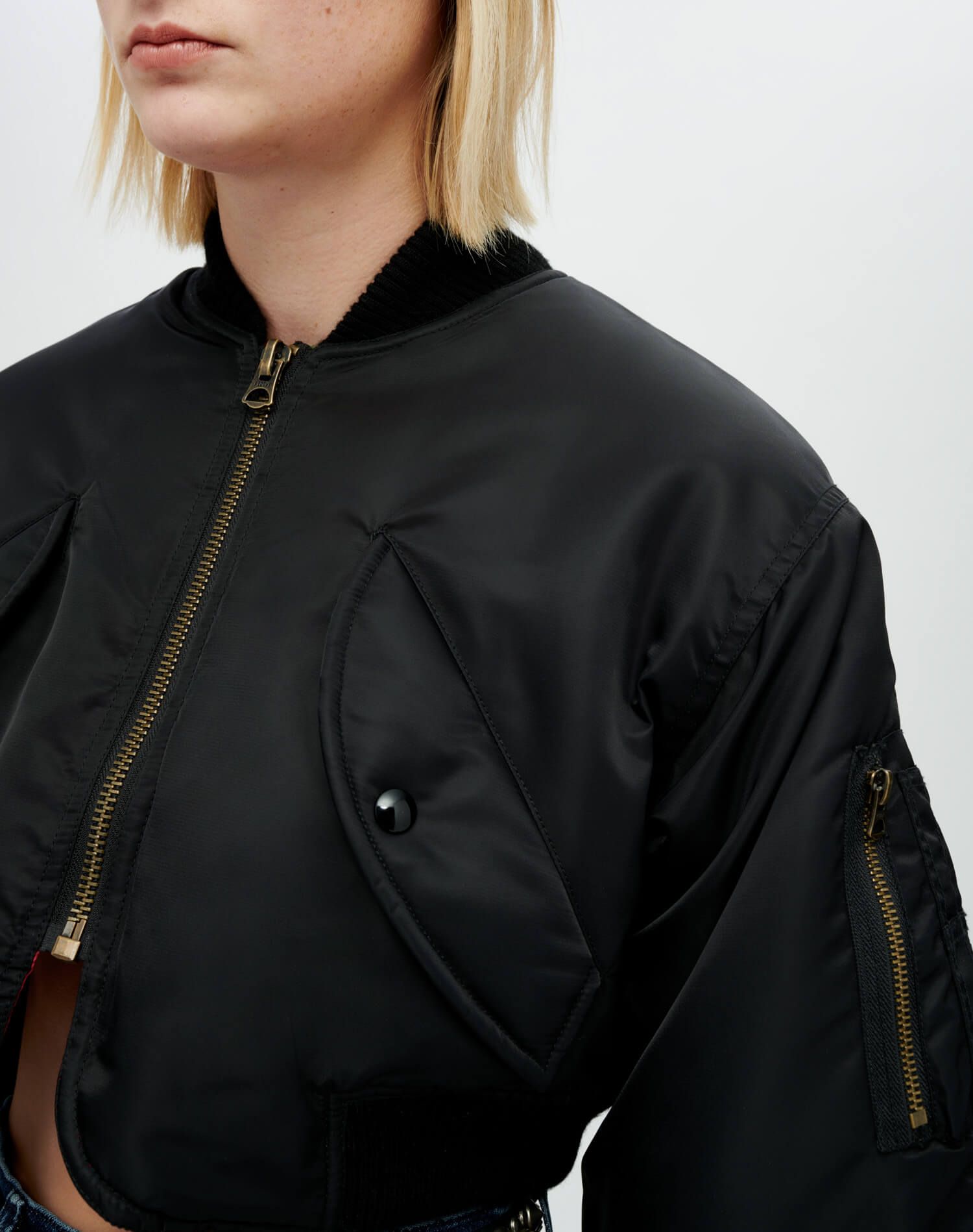 Cropped Bomber Jacket - Black sold by Re/Done product image thumbnail 4