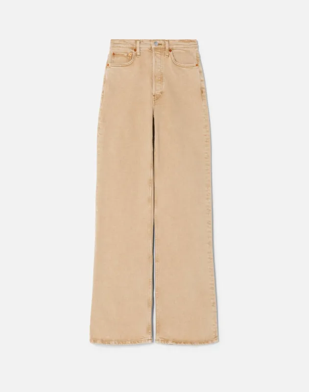 Comfort Stretch Ultra High Rise Wide Leg - Washed Khaki made by Re/Done