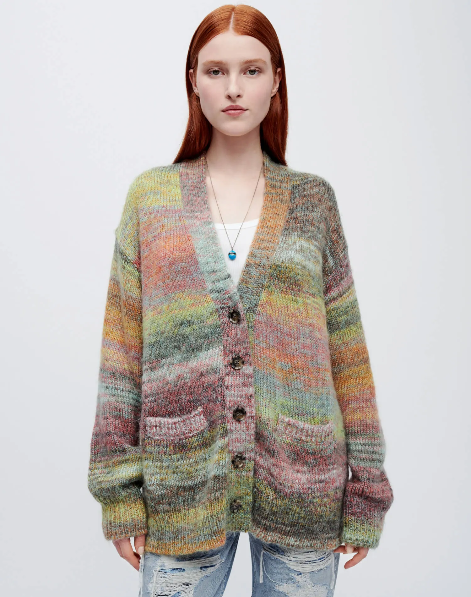 90s Oversized Cardigan - Lime Space Dye sold by Re/Done product image thumbnail 3