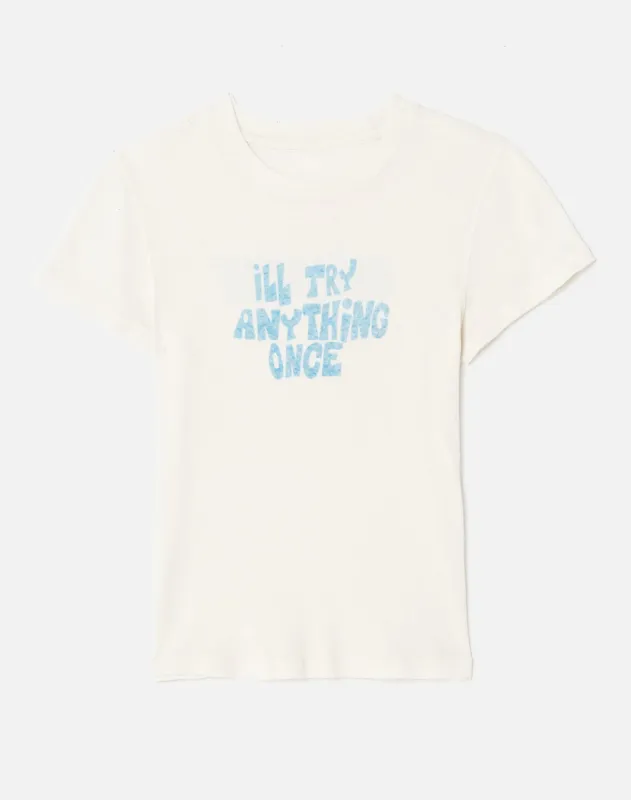 90s Baby "I'll Try Anything" Tee - Vintage White sold by Re/Done