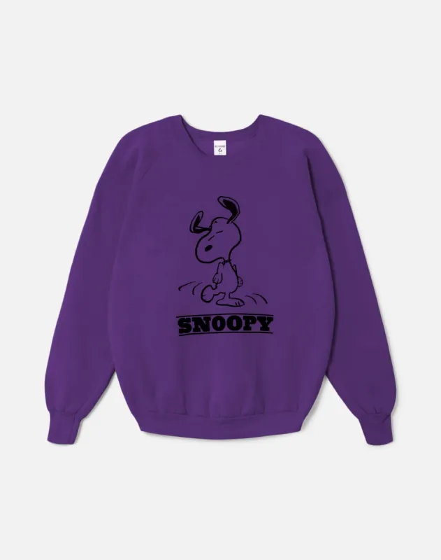 Upcycled "Snoopy Dancing" Sweatshirt in Purple - 11229743 sold by Re/Done