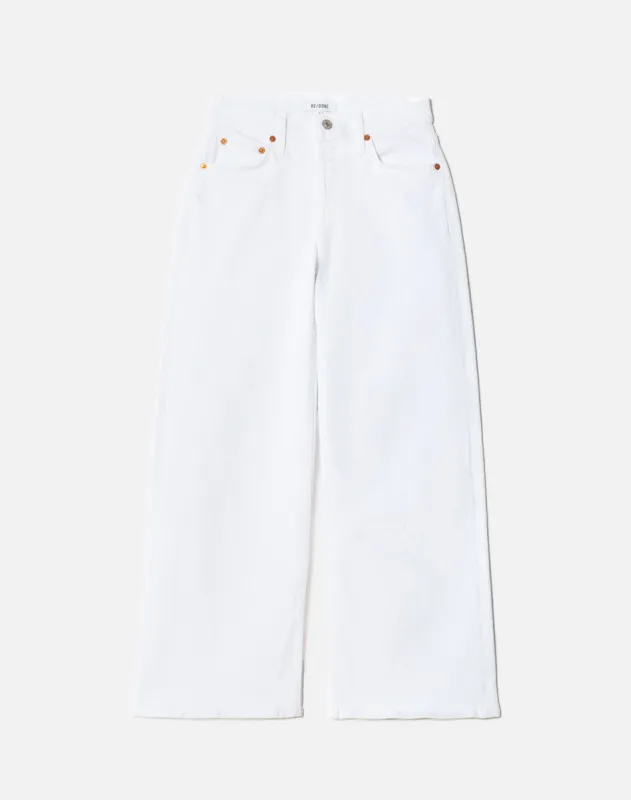 Comfort Stretch Mid Rise Wide Leg Crop - White sold by Re/Done