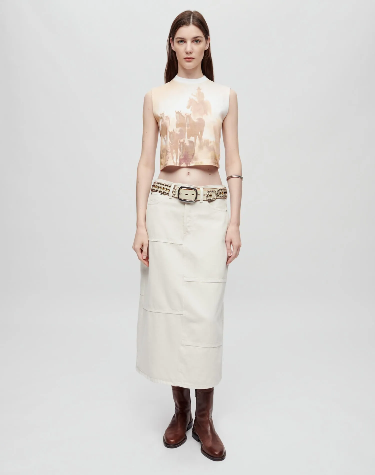 Mid Rise Seamed Skirt - Vintage White sold by Re/Done product image thumbnail 2