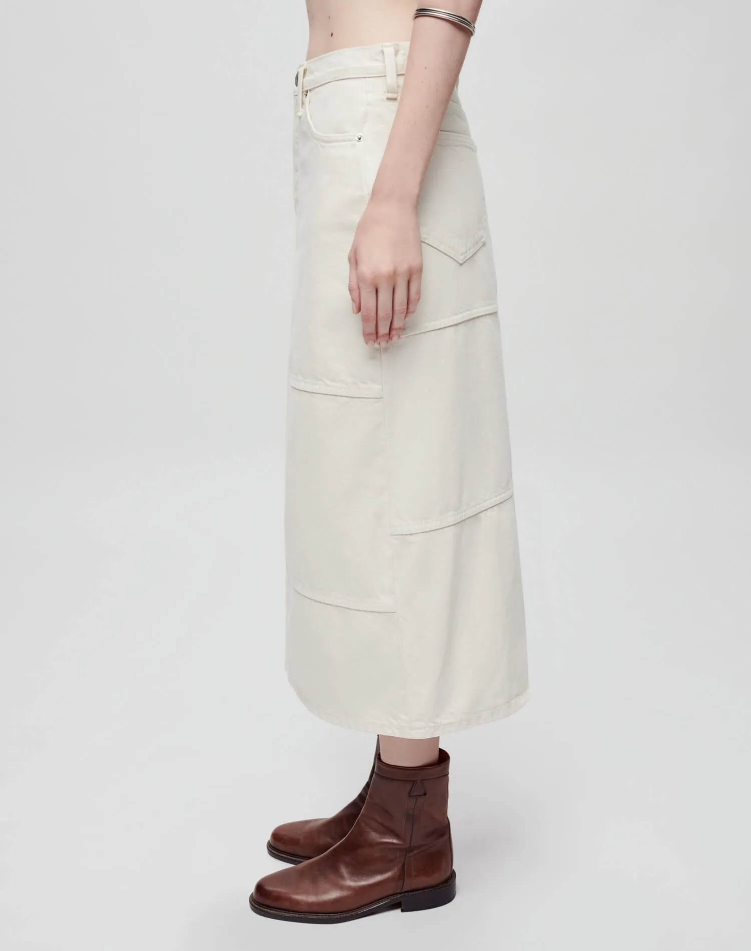 Mid Rise Seamed Skirt - Vintage White sold by Re/Done product image thumbnail 3