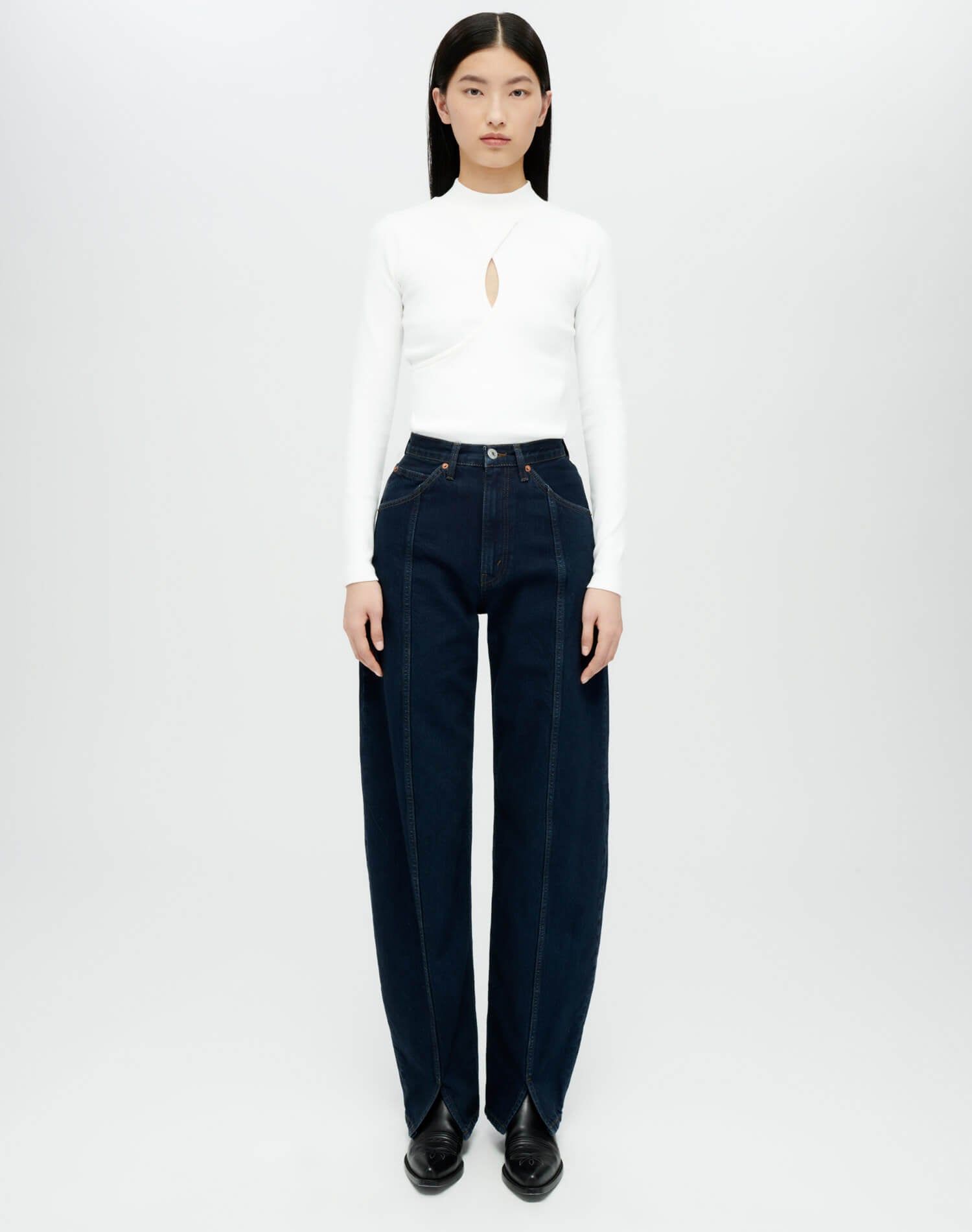 Keyhole Mock Neck Top - Ivory sold by Re/Done