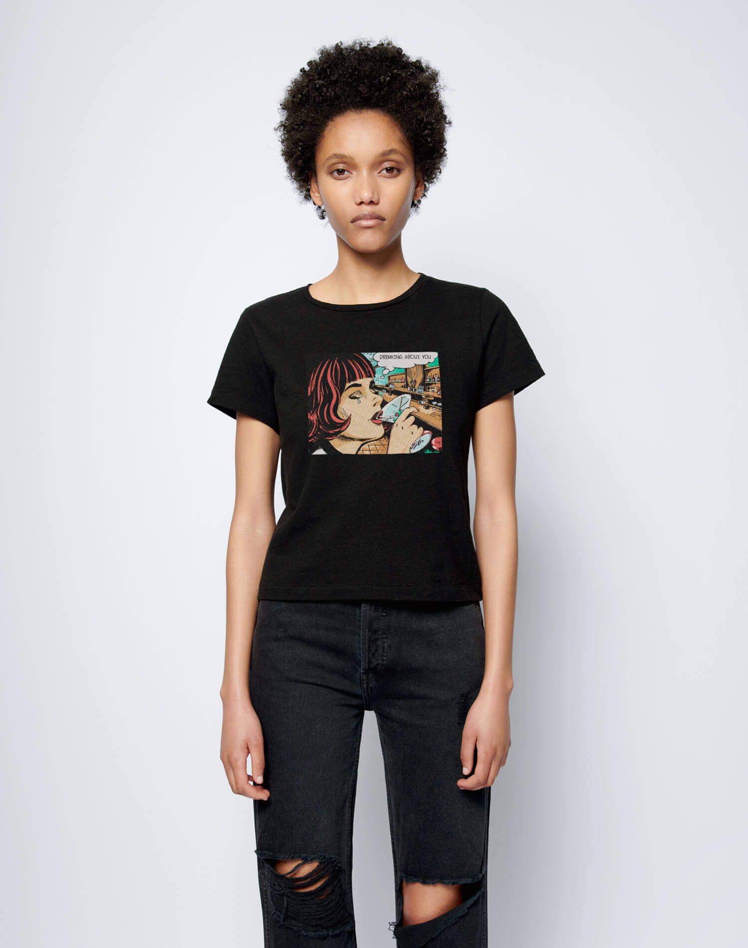 Classic "Drinking About You" Tee - Washed Black sold by Re/Done