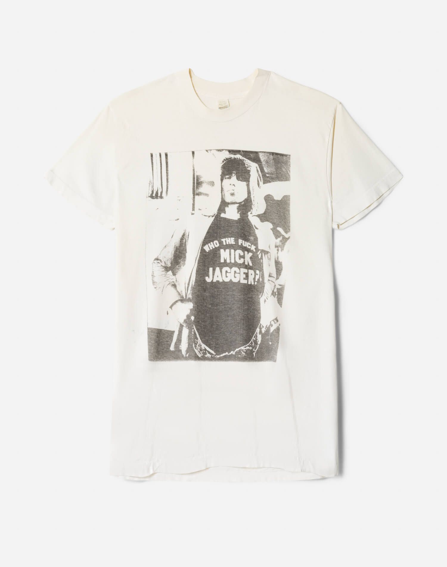 80s "Who The Fuck Is Mick Jagger" Keith Richards Tee sold by Re/Done