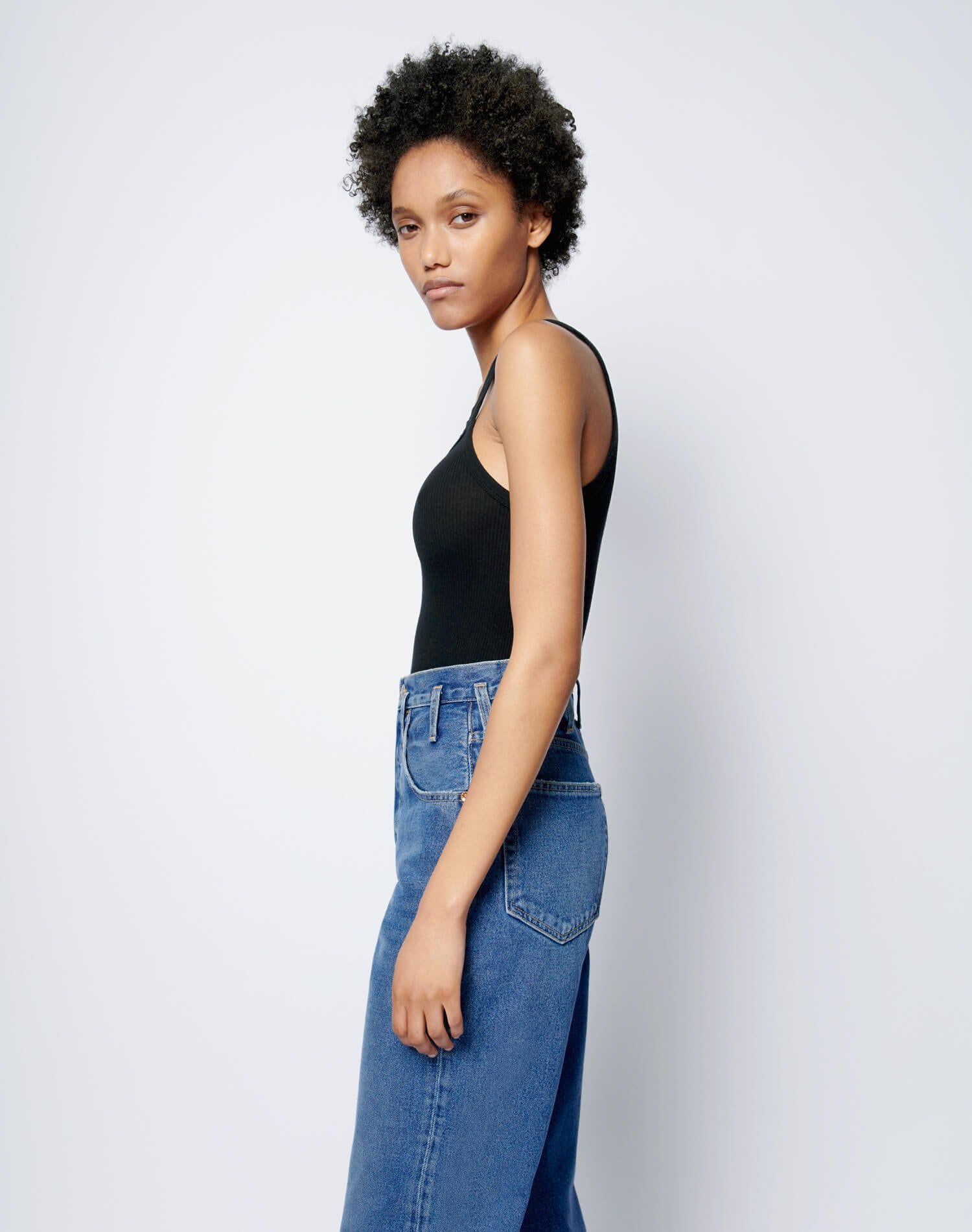 Ribbed Tank Bodysuit - Black sold by Re/Done product image thumbnail 5